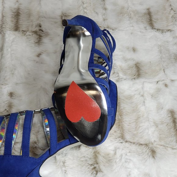 ☆ Luichiny Blue Strappy With Silver Metal Decor Sandals - Picture 8 of 10